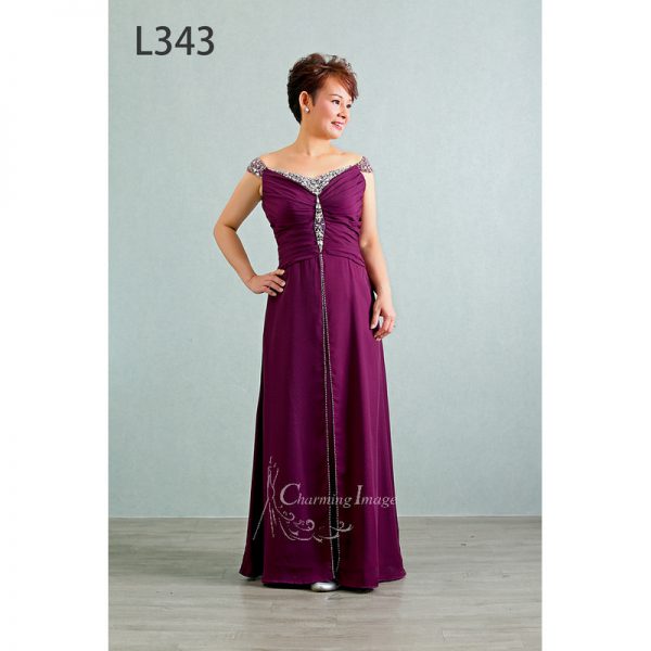 紫紅色主婚人禮服 L343