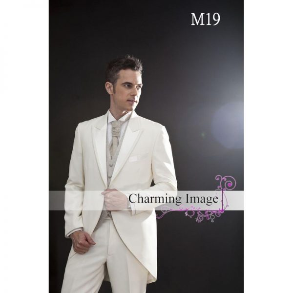 白色簡潔燕尾男士禮服 M019