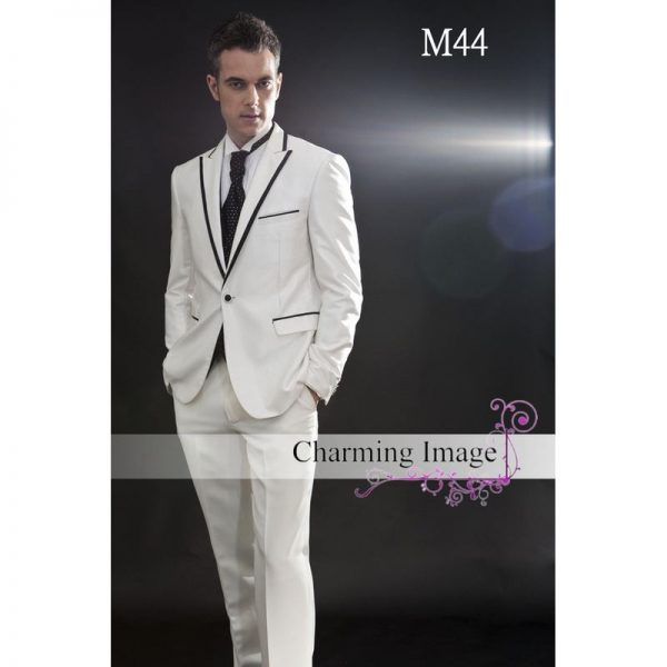 白色黑邊時尚男士禮服 M044