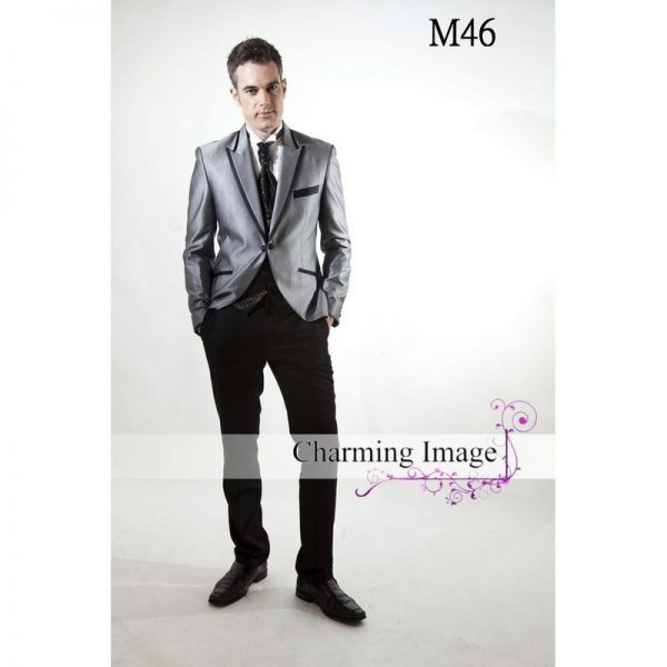 灰色黑邊型格男士禮服 M046