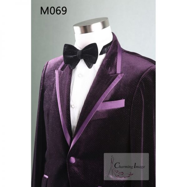 紫色絨面優雅男士禮服 M069
