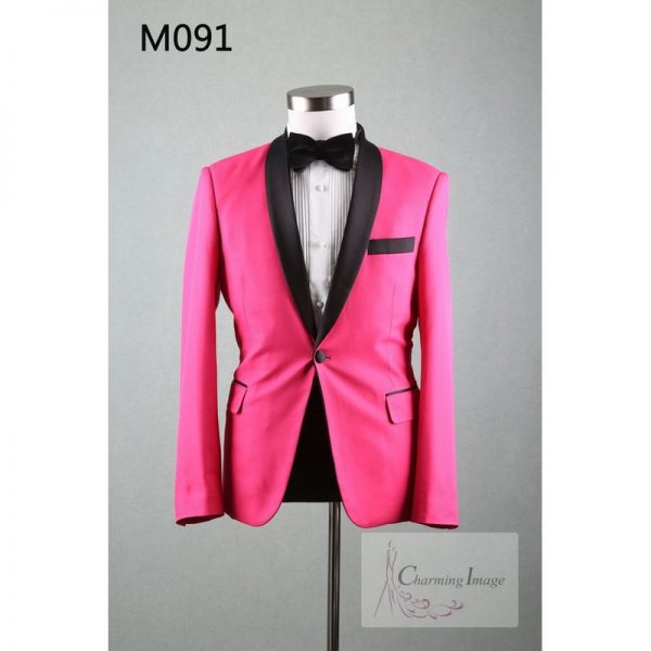粉紅色黑邊男士禮服 M091