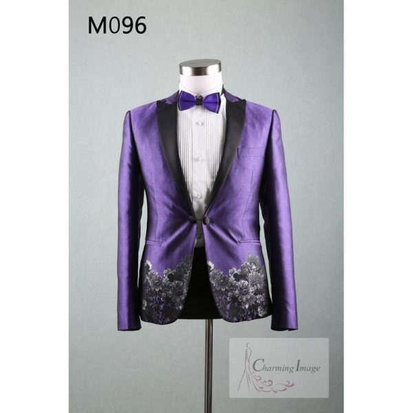 紫色暗花圖案男士禮服 M096
