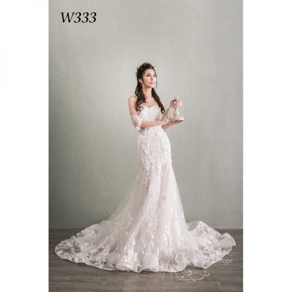 法國蕾絲喇叭婚紗 W333