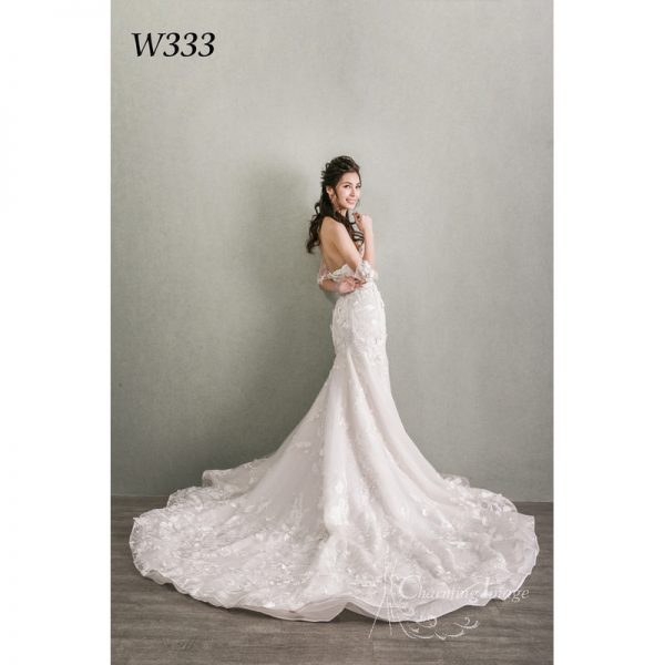 法國蕾絲喇叭婚紗 W333